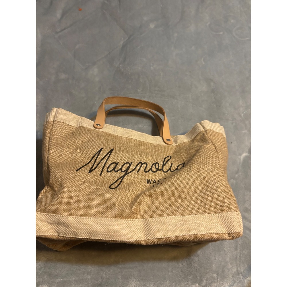 Apolis Magnolia Waco Texas Market Bag Jute Lunch Tote BD-ML035N-OS Tan Leather